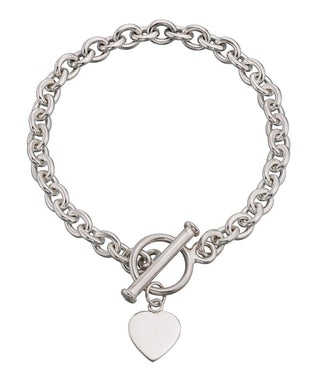 Sterling silver heart charm toggle bracelet