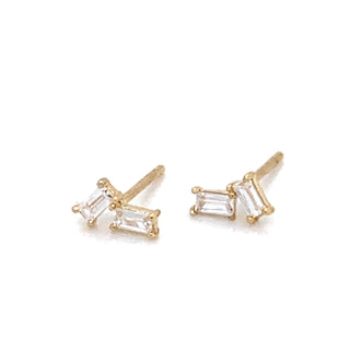 9ct Gold Angular Baguette Stud Earrings