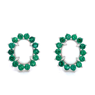 Sterling Silver Green CZ & Opal Stud Earrings