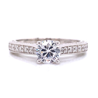 Sterling Silver Solitaire Ring with Cz Set Shoulders