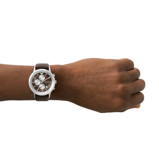 Emporio Armani Men's Chronograph Brown Leather Strap Watch