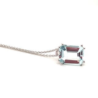 2.71ct Earth Grown Aquamarine with 0.03ct Earth Grown Diamond 18ct White Gold Pendant