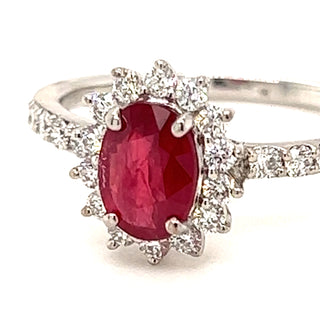 Ruby and Diamond Cluster in 18ct White Gold