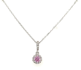 Sterling Silver Pink Cz Halo Pendant