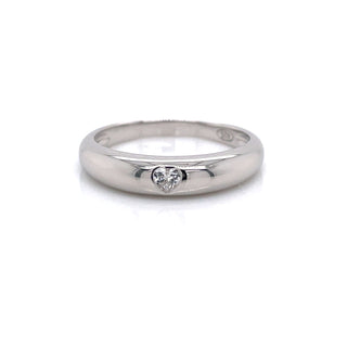 Sterling Silver Band with Heart CZ