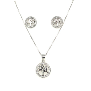 Sterling Silver Tree Of Life Earring And Pendant Set
