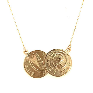 Tadgh Óg Solid 9ct Gold Double Haypenny Irish Coin Pendant
