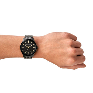 Armani Exchange Men’s Black Dial, Dark Grey Stainless Steel Bracelet Watch
