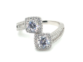 Sterling Silver Cz Halo Ring