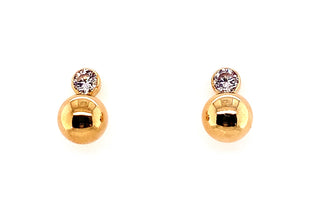 9ct Yellow Gold CZ And Ball Drop Earrings
