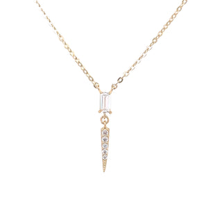 9ct Yellow Gold CZ Baguette & Spike Necklace