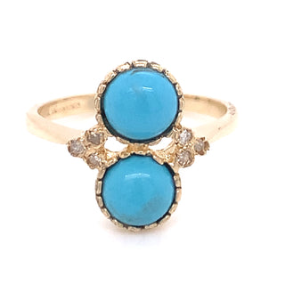 9ct Yellow Gold Turquoise & Diamond Ring