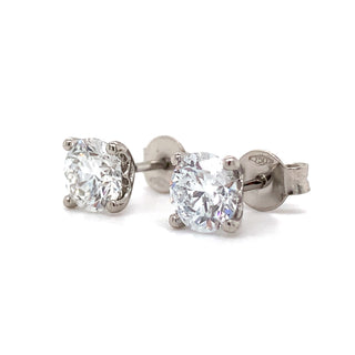 18ct White Gold 1.61ct Total Laboratory Grown Round Diamond Stud Earrings