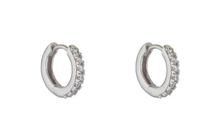 Sterling Silver Cz Hoop Earrings