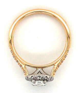 18ct Yellow Gold And Platinum Oval Halo Earth Grown Diamond Ring