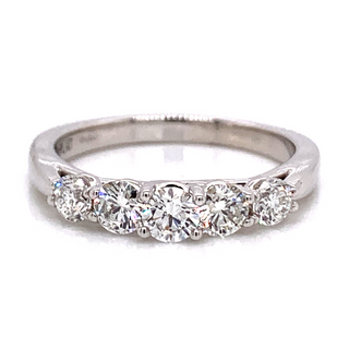 Platinum Tapered Five Stone Eternity Band