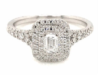 Aletta Emerald Cut Double Halo Earth Grown Diamond Engagement Ring