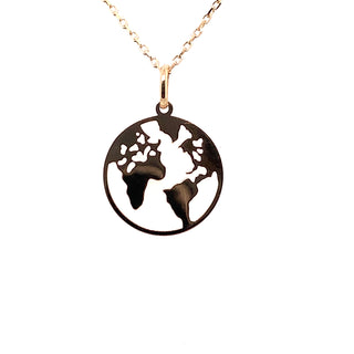 9ct Yellow Gold Map of the World Pendant