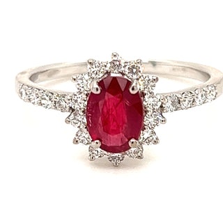 Ruby and Diamond Cluster in 18ct White Gold