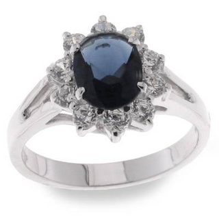 Sterling Silver Cz Sapphire Cluster Ring