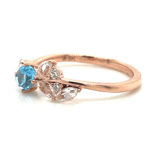 Blue & White Topaz with Diamond in 9ct Rose Gold