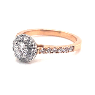 Laurie - 18ct Rose Gold .70ct Round Halo Diamond Ring