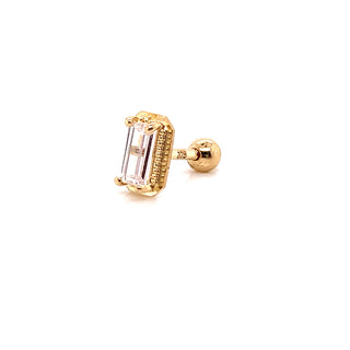 9ct Yellow Gold Emerald Cut CZ Single Stud