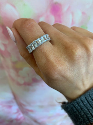 Sterling Silver Full Baguette Cz Ring