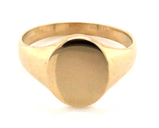 9ct Yellow Gold Plain 10mm X 12mm Oval Signet Ring