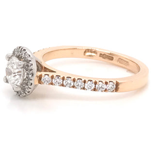 Jenny - 18ct Rose Gold Round Brilliant Cut Halo Diamond Engagement Ring