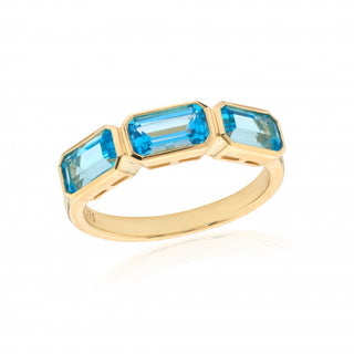 9ct Yellow Gold Earth Grown Swiss Blue Topaz Ring