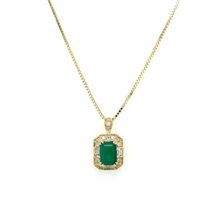 9ct Yellow Gold 0.60ct Emerald, White Sapphire And Diamond Pendant