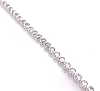 Sterling Silver Round Cz 17.5cm Tennis Bracelet With Rubover Setting