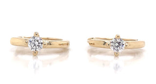 9ct Yellow Gold 13mm Polished Hoop Earrings With Cz Stone