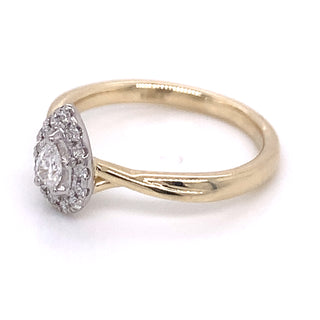 Olivia - 9ct Gold Pear Halo Diamond Engagement Ring