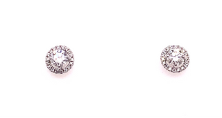 18ct White Gold 0.60ct Earth Grown Diamond Halo Stud Earrings