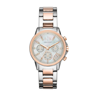 Armani Exchange Ladies Two Tone Chronograph Bracelet Watch