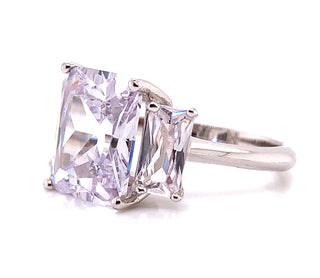 Sterling Silver Cushion Cut Cz 3 Stone Ring