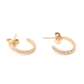 9ct Yellow Gold Twisted Stud Hoops