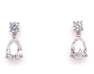 9ct White Gold Cubic Zirconia Pear Earrings