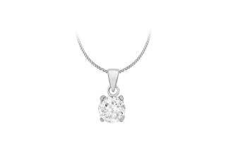 STERLING SILVER 7MM ROUND CZ 7MM X 14MM PENDANT
