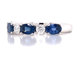 9ct White Gold Oval Sapphire And Diamond Ring