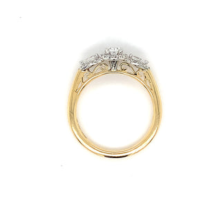 Kate - 18ct Yellow Gold 0.61ct Oval Halo and Side Pear Diamond Ring