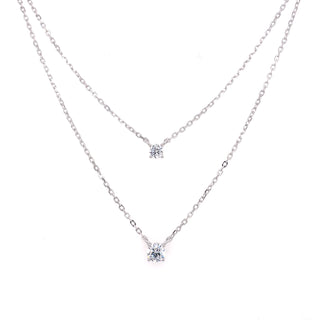Sterling Silver Double Round CZ Necklace