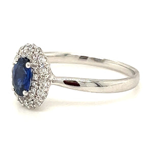 Oval Sapphire Double Halo in 18ct White Gold