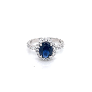 Sterling Silver Oval Sapphire CZ Ring