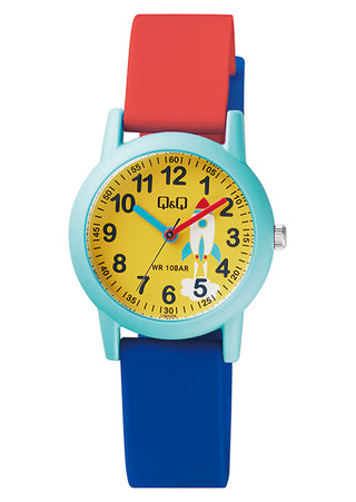 Q&Q Boys Space Rocket Watch with Red and Blue Strap