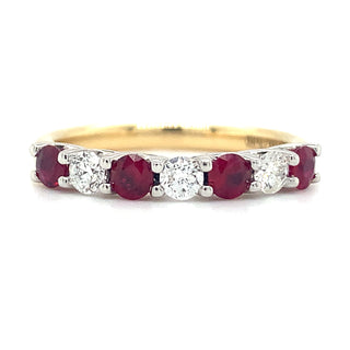 18ct Yellow Gold Earth Grown Ruby and Diamond Seven Stone Band