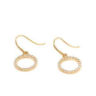 9ct Gold Cz Open Circle Hook Earrings