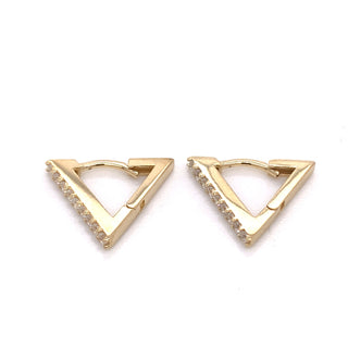 9ct Gold Cz Triangle Clicker Earring